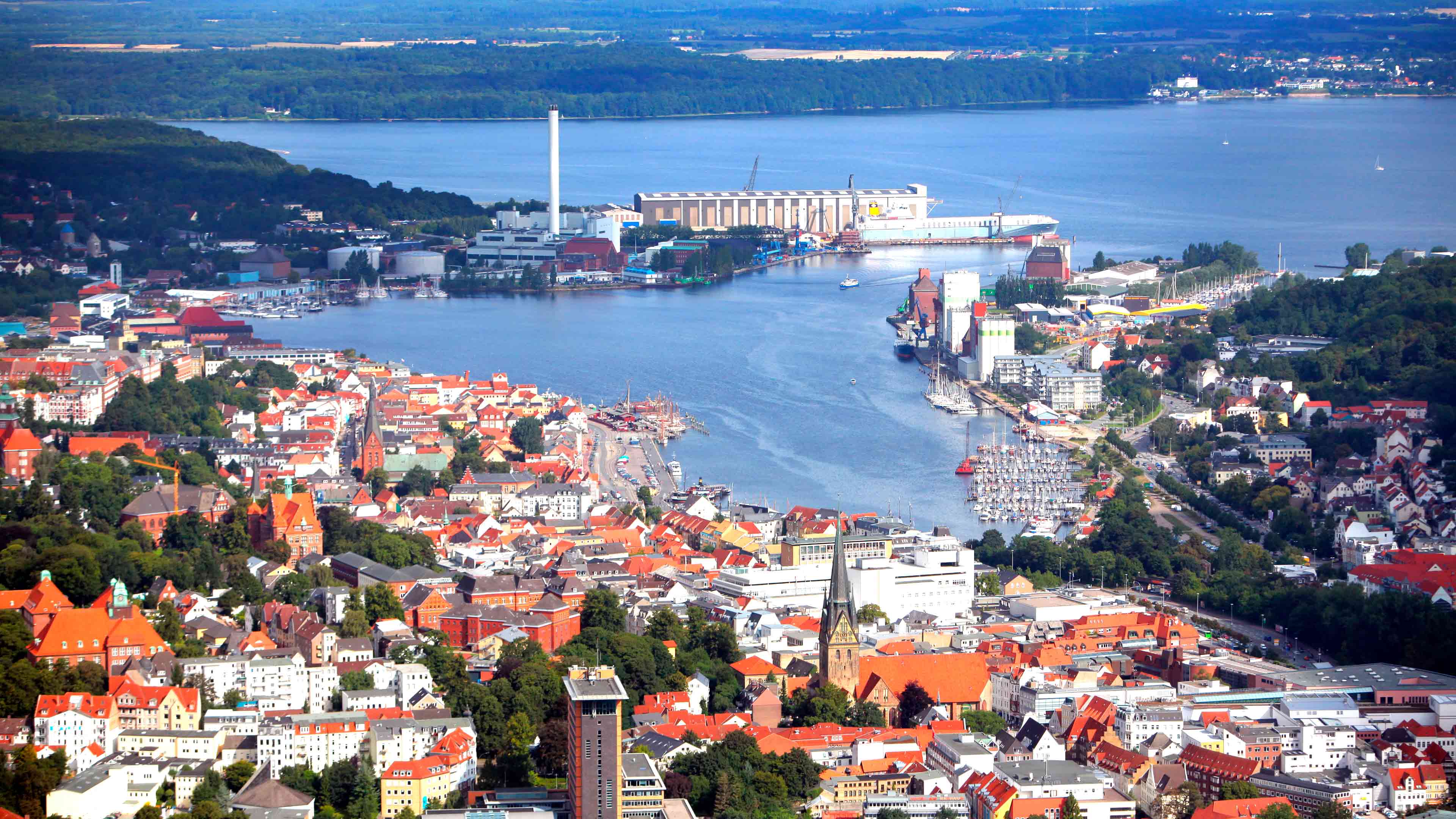 Ein Luftbild von Flensburg